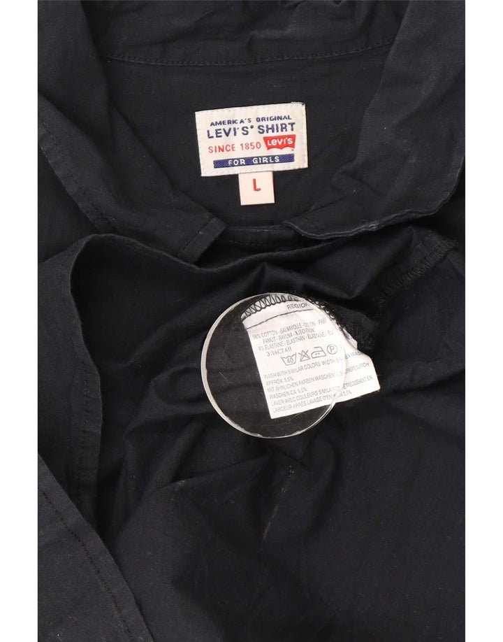 Levi's γυναικείο πουκάμισο 3/4 μανίκι UK 14 μεγάλο μαύρο βαμβακερό