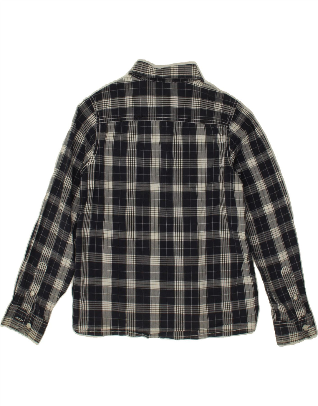 BENETTON Boys Shirt 8-9 Years Navy Blue Check Vintage Benetton and Second-Hand Benetton from Messina Hembry 