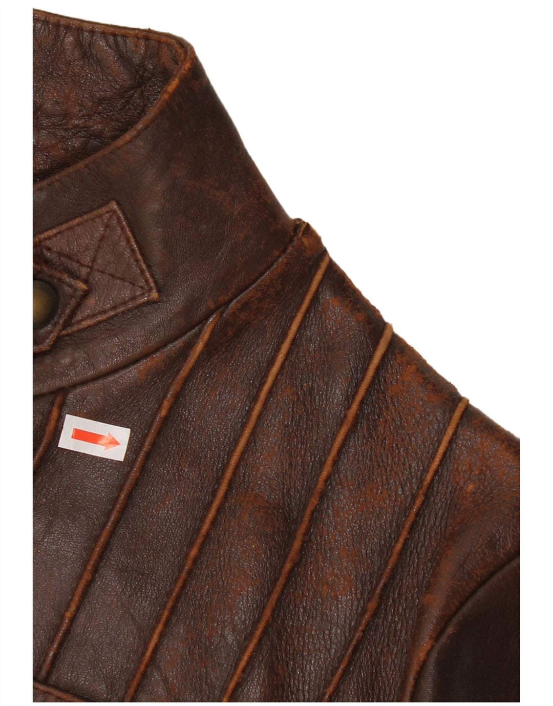 Vintage Γυναικείο Crop Δερμάτινο Μπουφάν UK 10 Small Brown