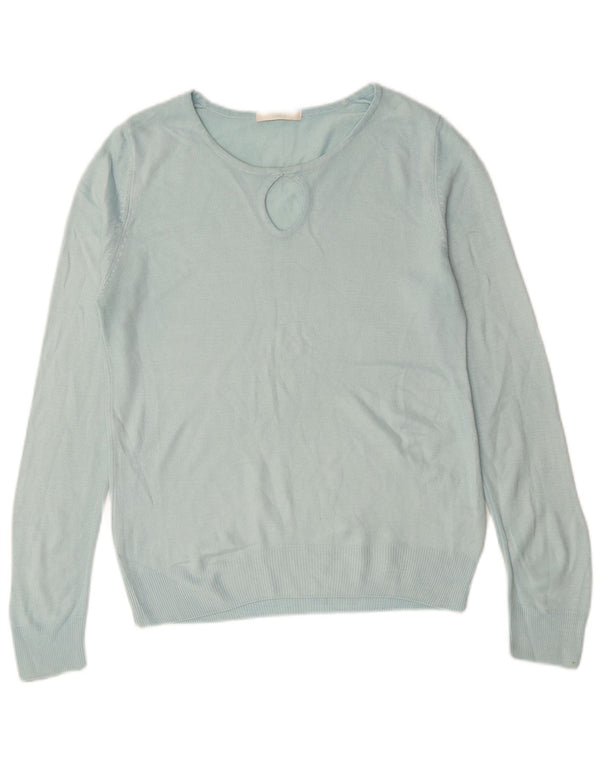 Marks & Spencer Γυναικείο πουλόβερ με λαιμό σκάφος UK 8 Small Blue Acrylic