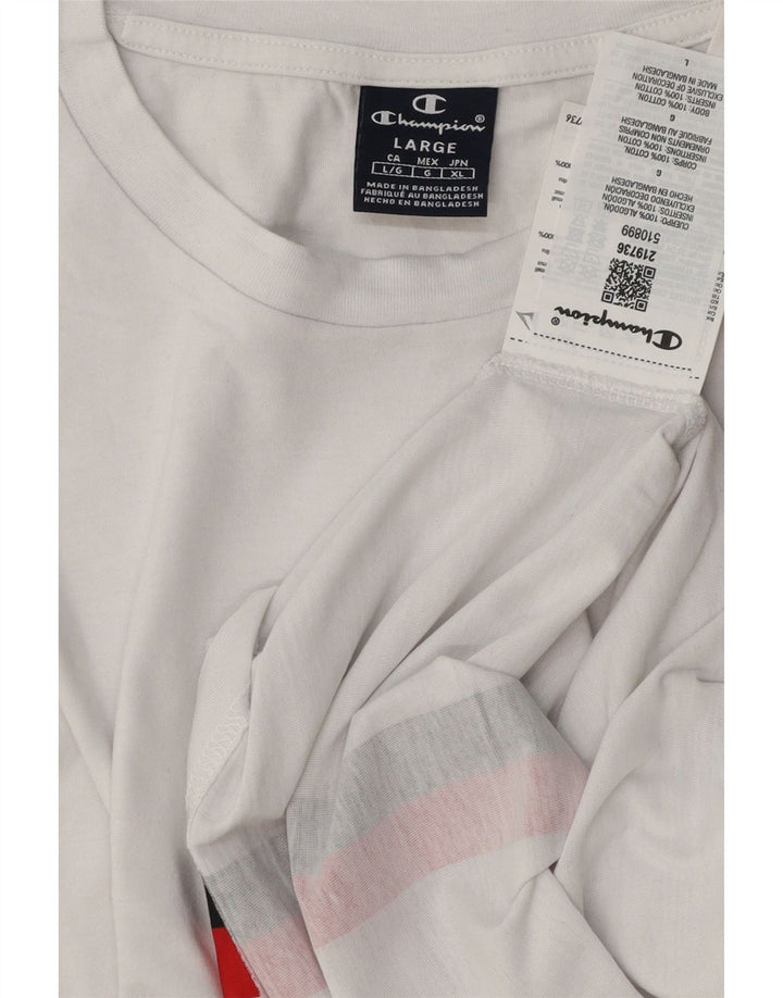 Ανδρικό T-Shirt Champion Top Large White ριγέ βαμβακερό