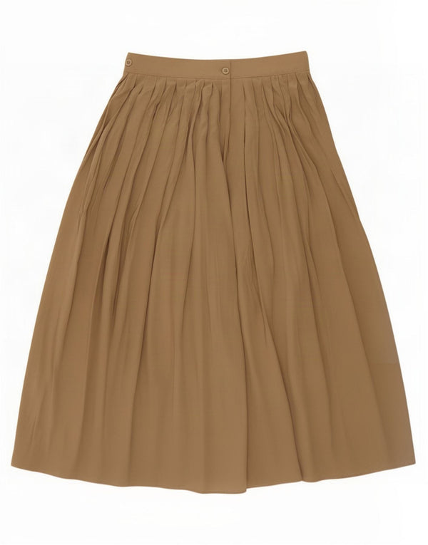 Max Mara Womens High Waist Pleated A-Line Skirt UK 14 Large W28 Beige Silk