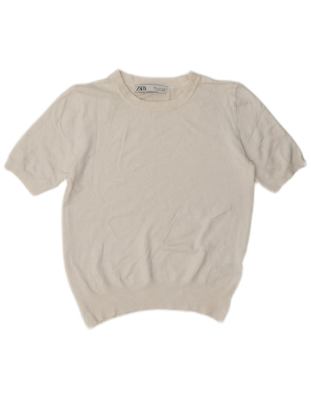 Zara Γυναικείο κοντομάνικο τοπ UK 10 Small White Viscose