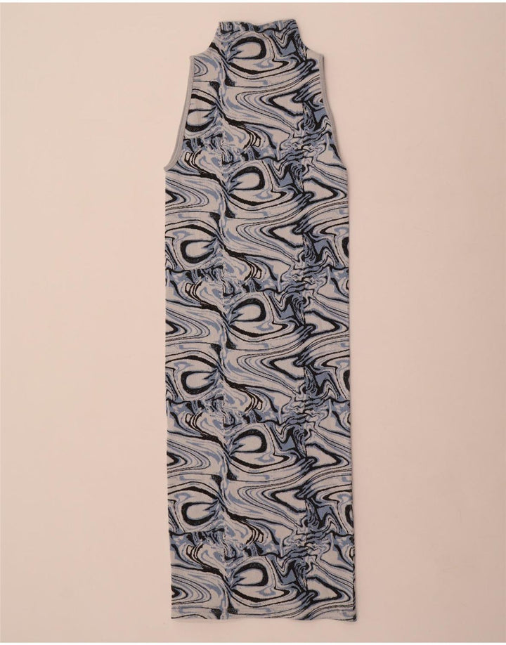 Zara Γυναικείο Abstract Pattern Αμάνικο Bodycon Φόρεμα UK 4 XS Πολύχρωμο