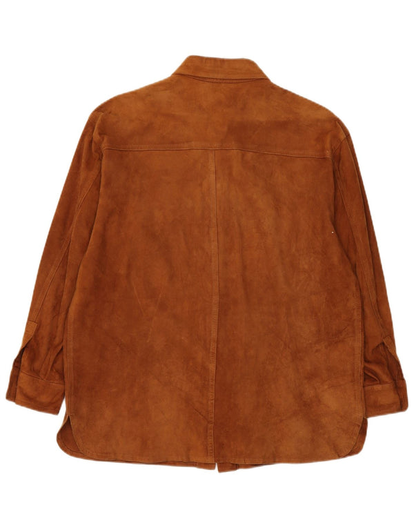 Vintage γυναικείο πουκάμισο Suede IT 42 Μεσαίο καφέ