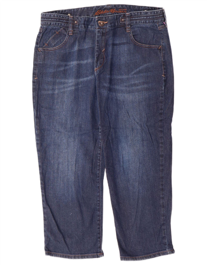 EDDIE BAUER Γυναικείο ψηλό Capri Jeans US 12 Large W34 L23 Navy Blue Cotton