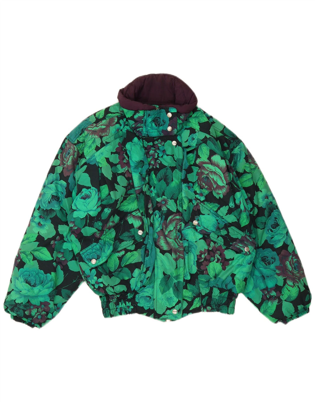 Μπουφάν Belfe & Womens Oversized Windbreaker UK 12 Medium Green Floral Nylon