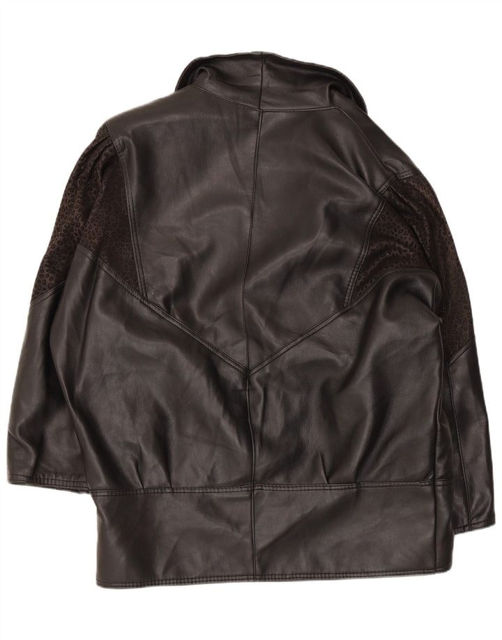 Alta Moda Γυναικείο δερμάτινο παλτό UK 14 Medium Black Animal print
