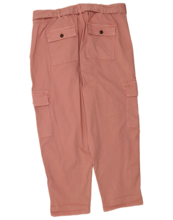 Marks & Spencer Γυναικείο Παντελόνι Regular Cargo UK 22 3XL W42 L28 Ροζ βαμβακερό