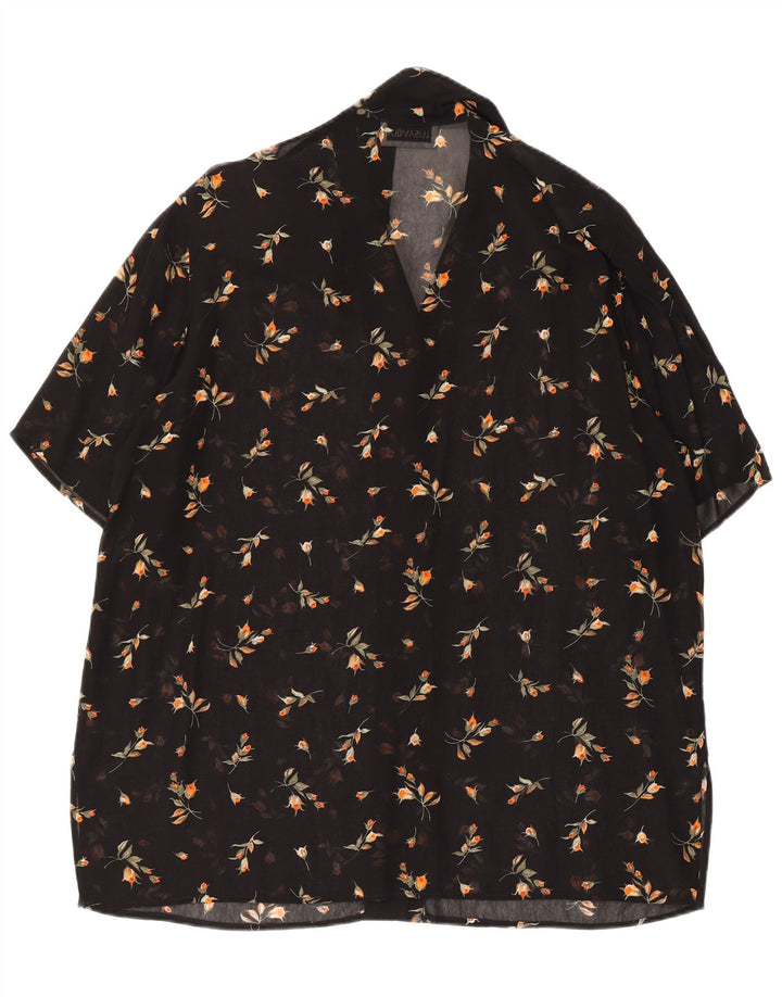 LUISA VIOLA Γυναικεία See Through Μπλούζα UK 20 2XL Μαύρη φλοράλ