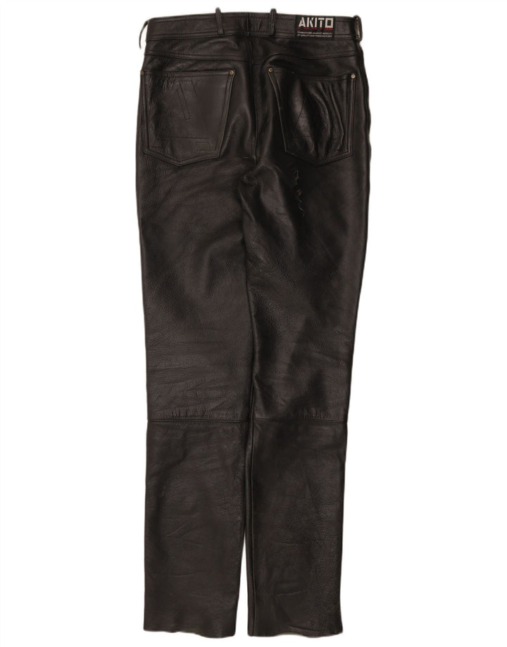 Ανδρικό δερμάτινο παντελόνι Akito Slim W32 L34 Μαύρο Δερμάτινο