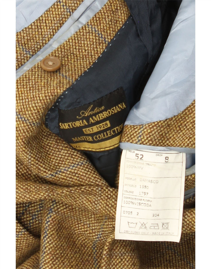 Vintage Ανδρικό τζάκετ σακάκι 3 κουμπιών IT 52 XL Μπεζ καρό μαλλί