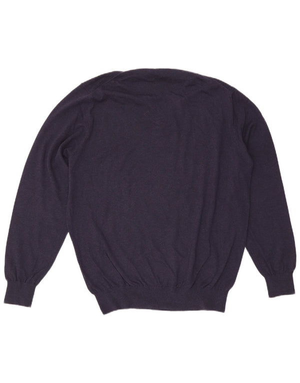 Ανδρικό πουλόβερ Massimo Dutti με V λαιμόκοψη XL Μπλε βαμβακερό