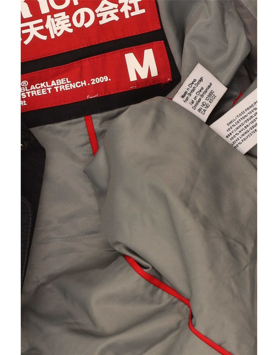Ανδρική καμπαρντίνα Superdry UK 38 Medium Black Cotton