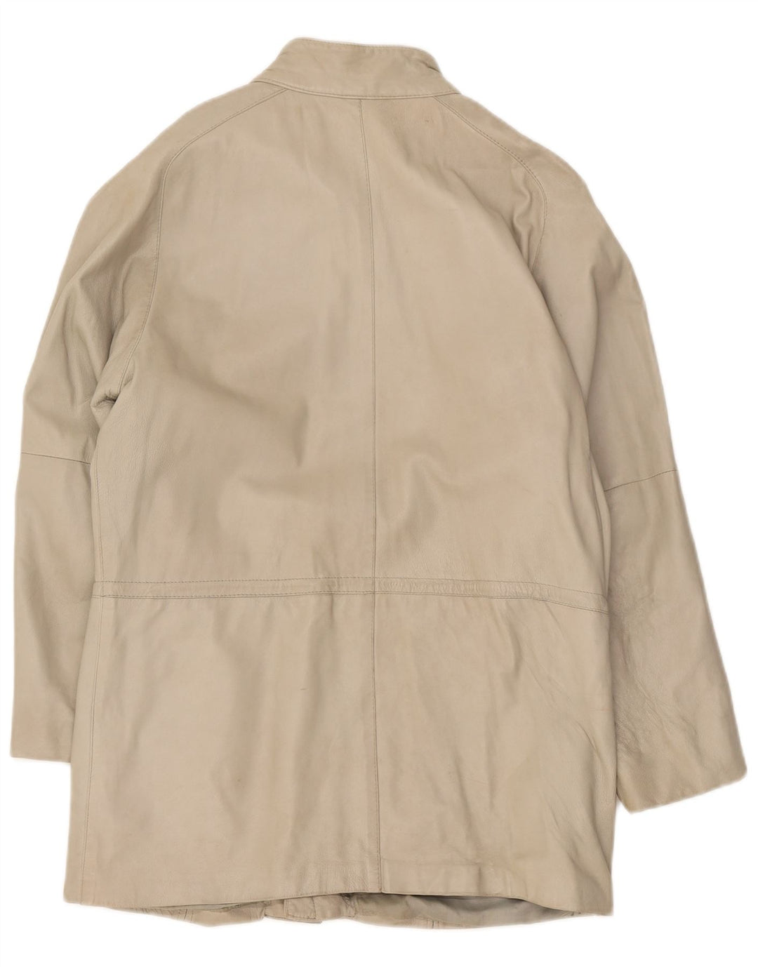 Vintage Γυναικείο Δερμάτινο Παλτό UK 14 Medium Off White