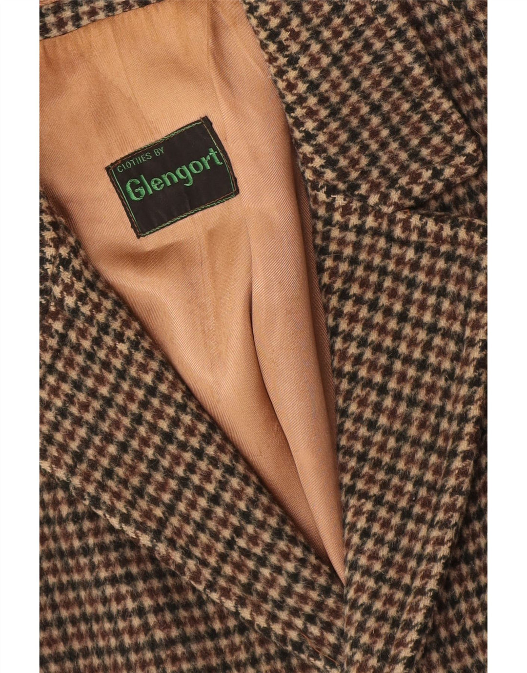 Vintage Ανδρικό Πανωφόρι UK 36 Small Brown Houndstooth