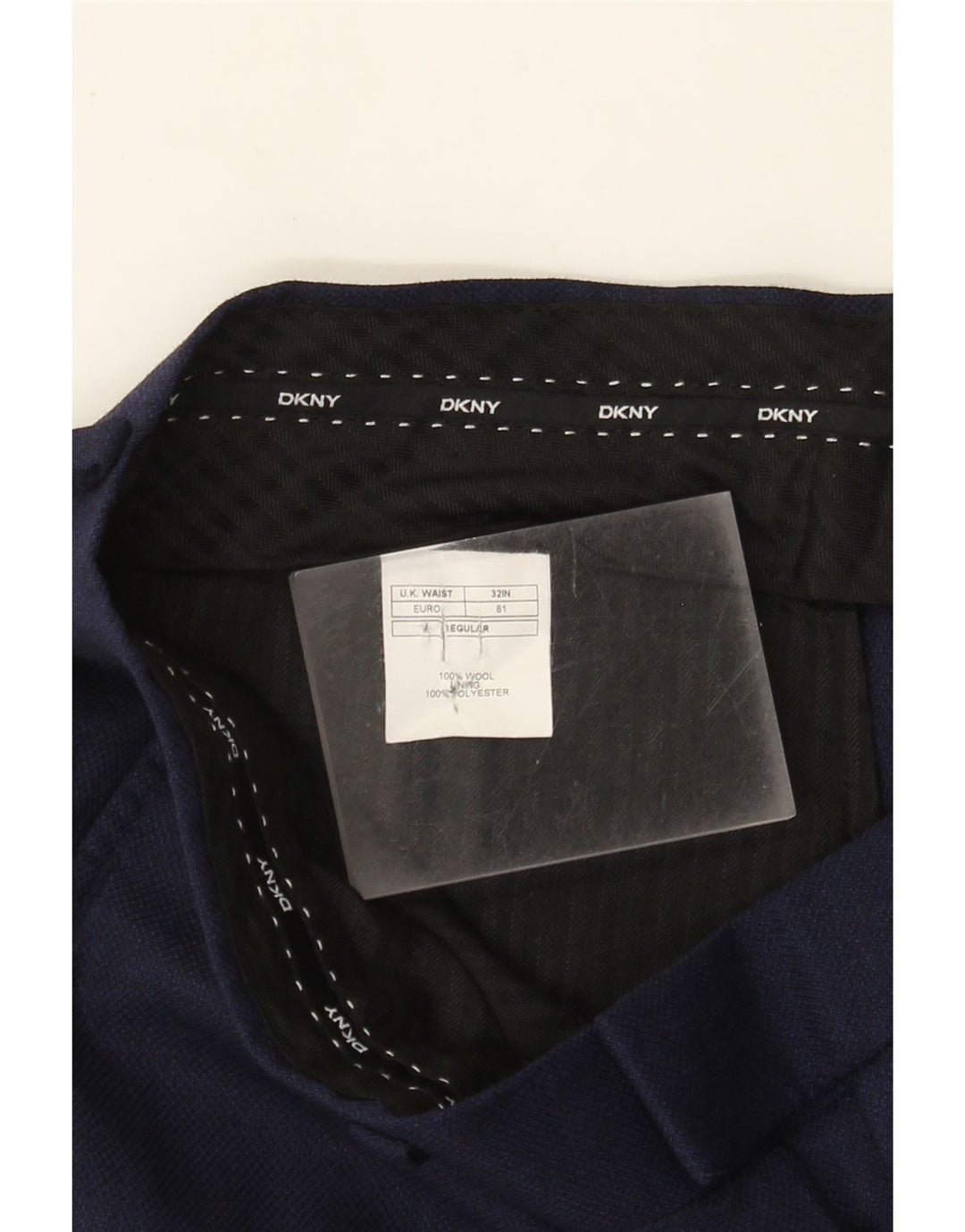 Ανδρικό παντελόνι με κανονική εφαρμογή Dkny W32 L30 Navy Blue Wool