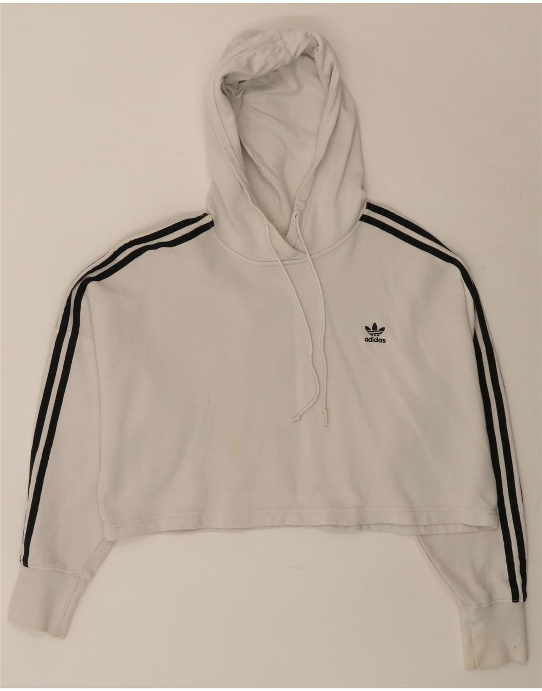 Γυναικεία κουκούλα ADIDAS Oversized Crop UK 8 Small White Cotton