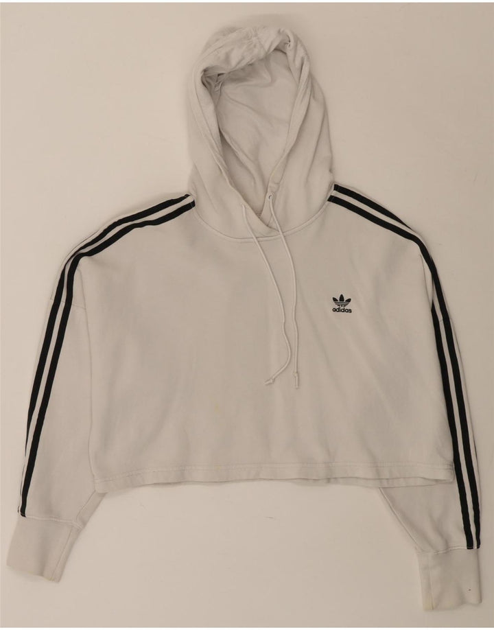 Γυναικεία κουκούλα ADIDAS Oversized Crop UK 8 Small White Cotton