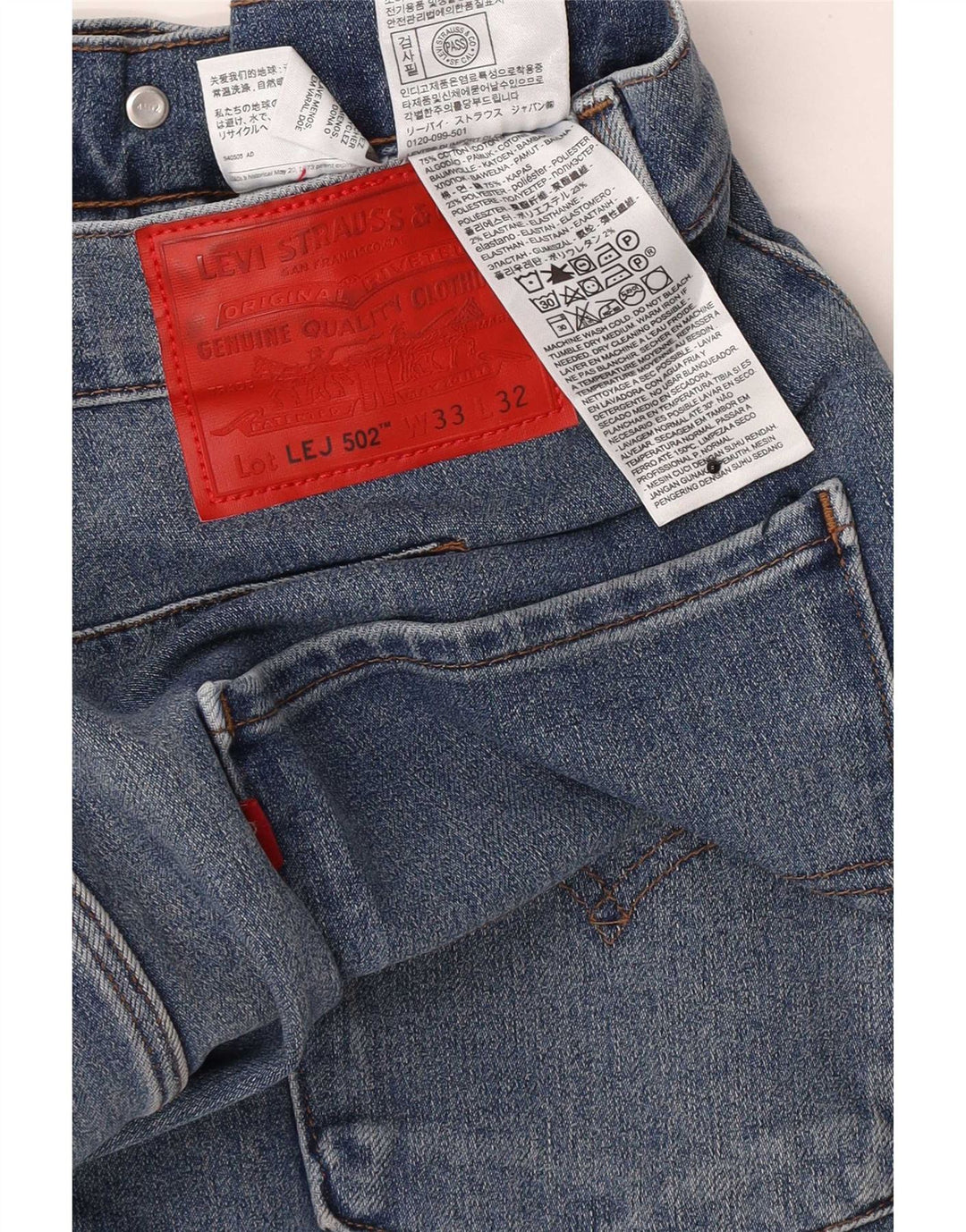 Levi's Mens 502 Tapered Jeans W33 L32 Blue Cotton