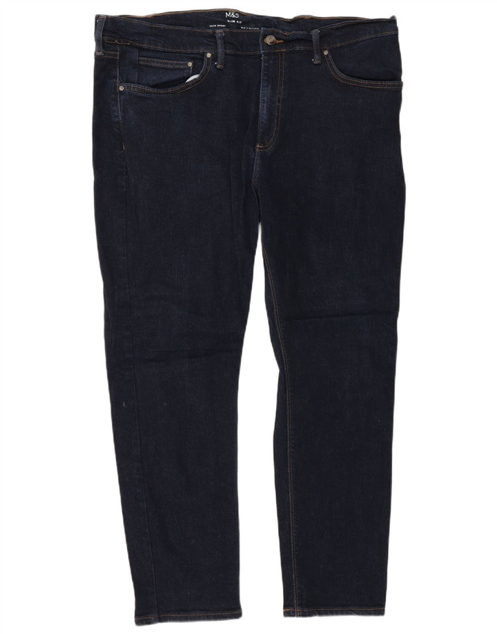 Marks & Spencer Mens Slim Jeans W38 L29 Navy Blue Cotton