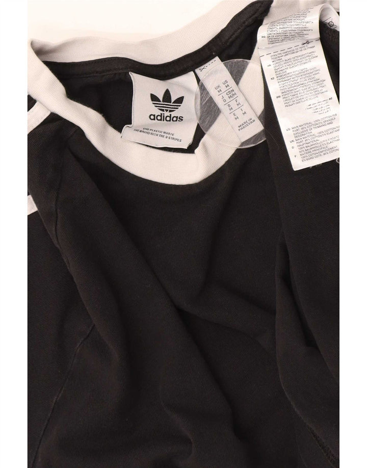 Ανδρικό τοπ Adidas με μακρυμάνικο μεσαίο μαύρο χρώμα, βαμβακερό