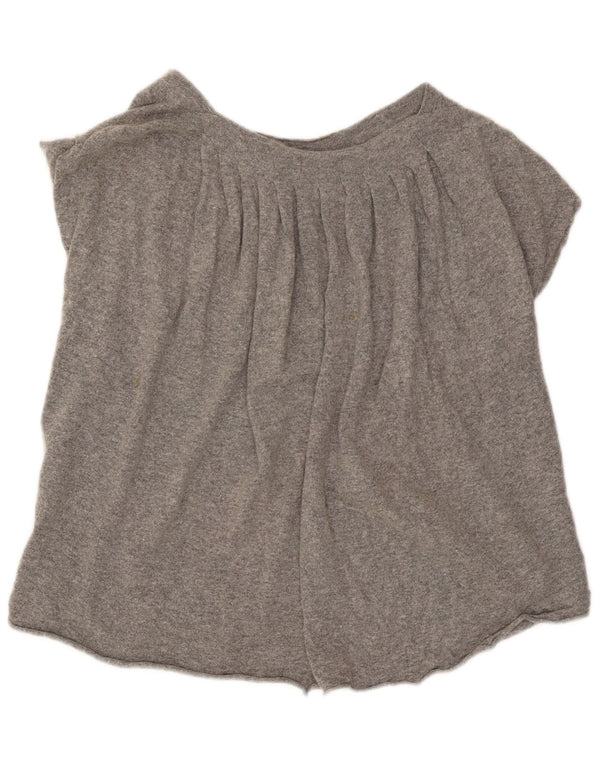 Iceberg Womens Short Sleeve Boat Neck Jumper Sweater UK 12 Medium Grey