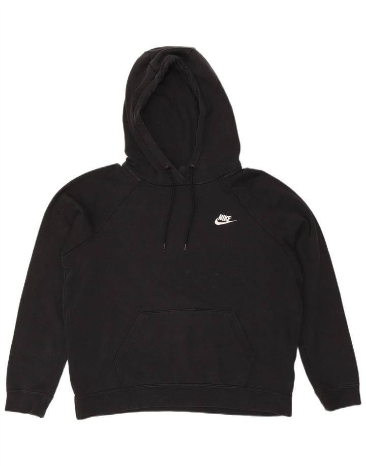 NIKE Γυναικείο Hoodie Jumper UK 14 Medium μαύρο βαμβακερό