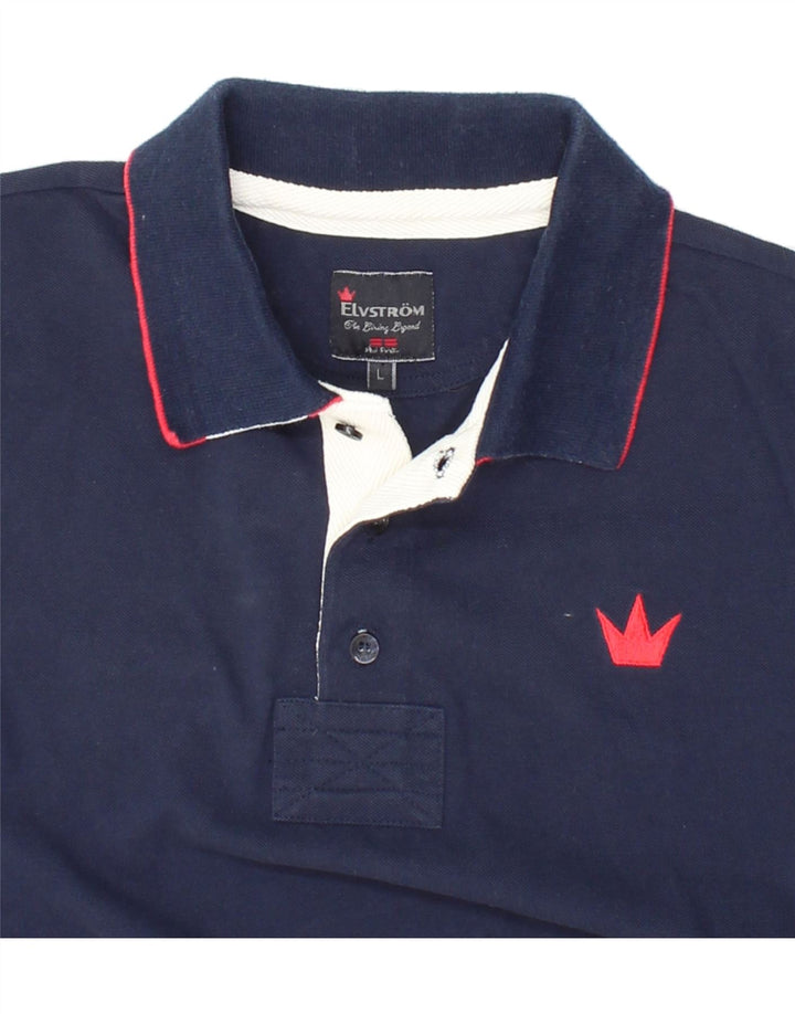 VINTAGE Mens Polo Shirt Large Navy Blue Cotton Vintage Vintage and Second-Hand Vintage from Messina Hembry 