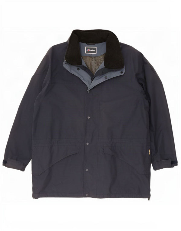 Berghaus Mens Hooded Rain Jacket UK 40 Large Navy Blue Nylon
