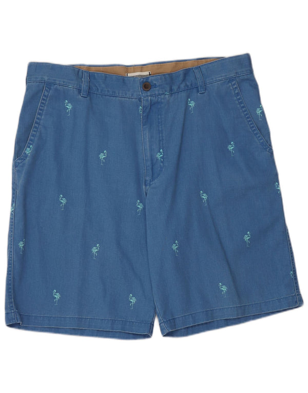 IZOD Mens Salt Water Chino Shorts W36 Large  Blue Spotted Cotton