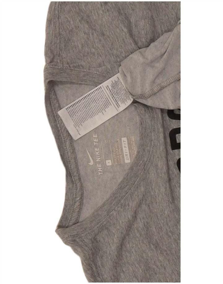 Μπλουζάκι Nike ανδρικό Dri Fit γραφικό μπλουζάκι, μικρό γκρι βαμβακερό