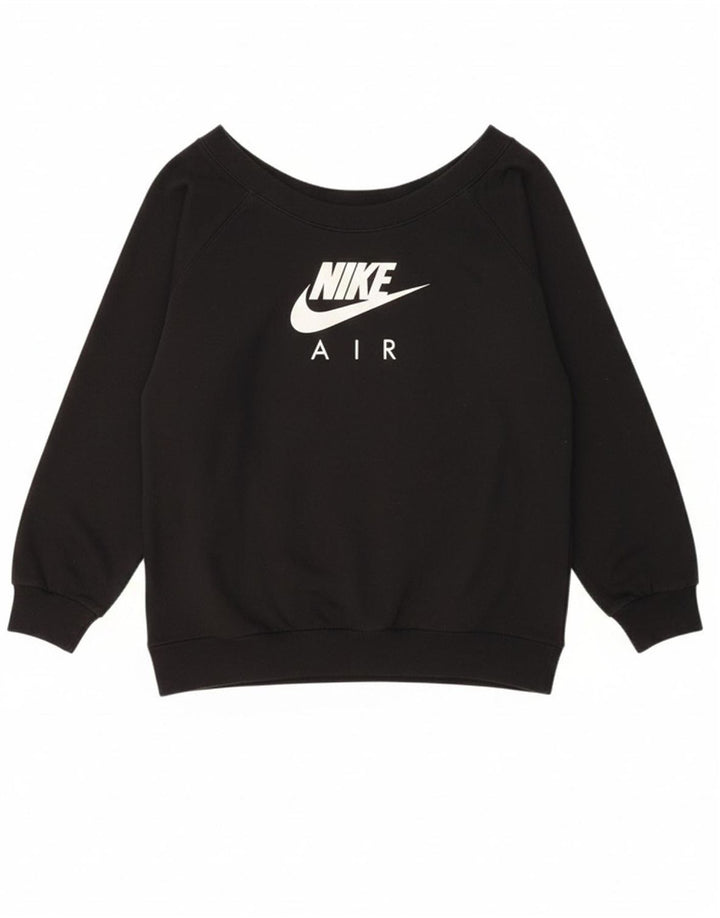 NIKE Womens Oversized Graphic Sweatshirt Jumper UK 14 Medium Black