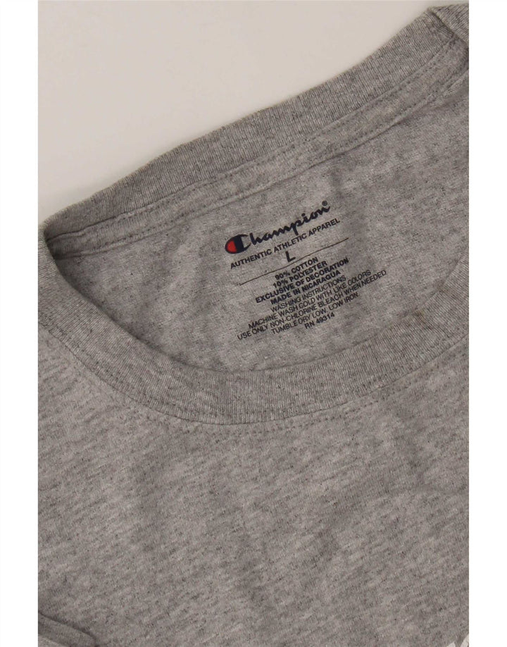 Ανδρικό γραφικό T-Shirt Champion Top Larg γκρι βαμβακερό