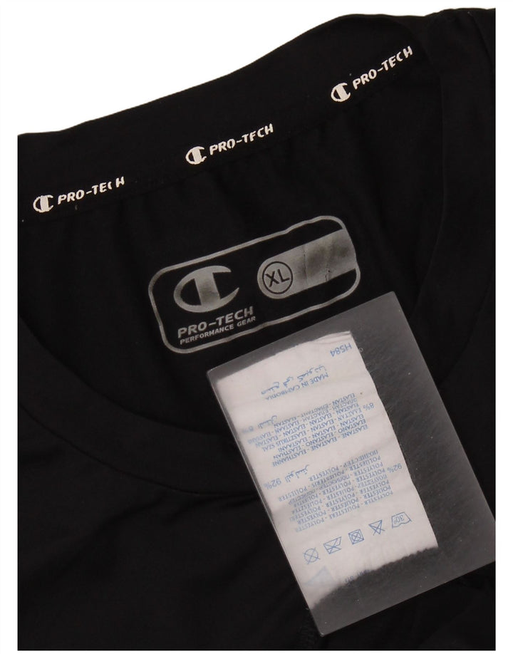 Ανδρικό γραφικό T-Shirt CHAMPION Top XL Μαύρο πολυεστέρα