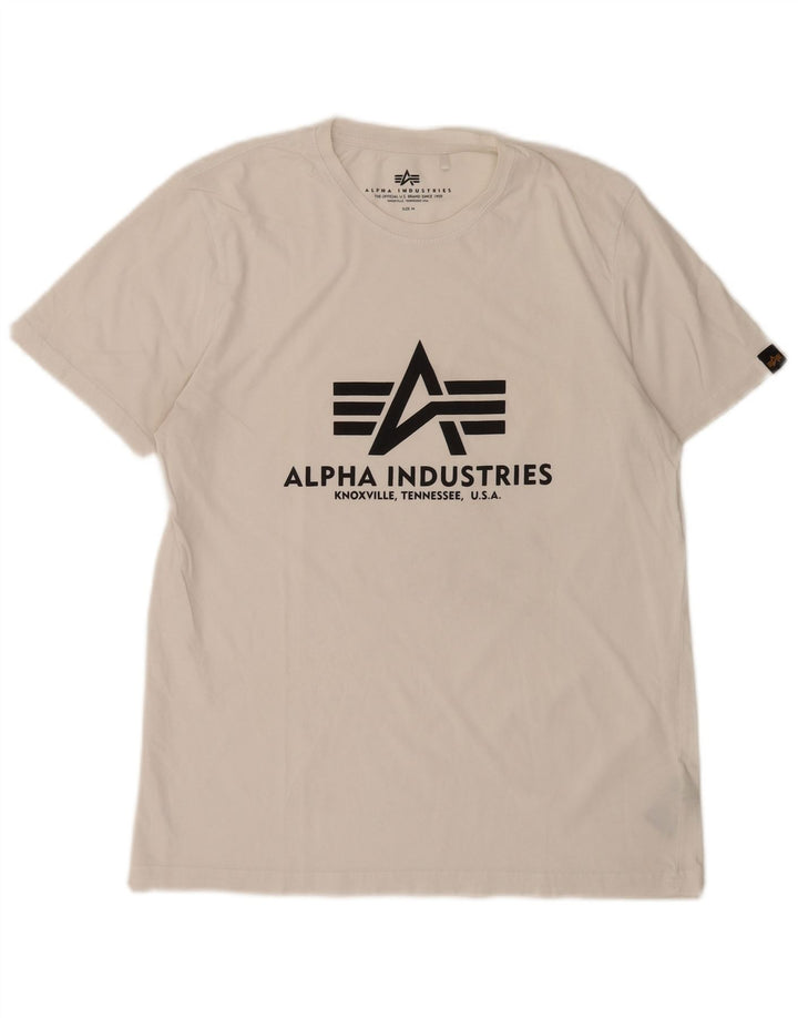 Ανδρικό γραφικό T-Shirt Alpha Industries Τοπ μεσαίο λευκό βαμβακερό