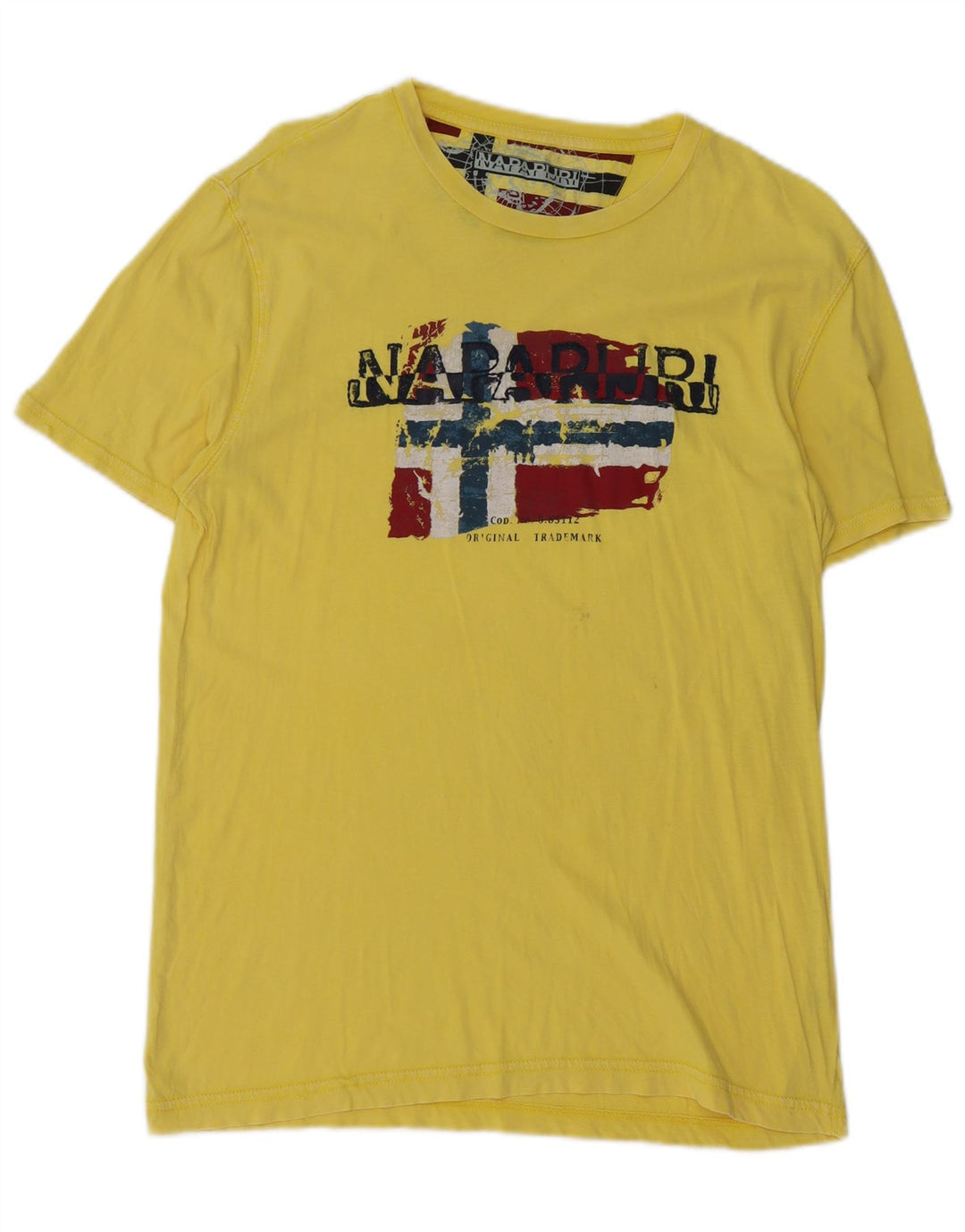 NAPAPIJRI Mens Graphic T-Shirt Top Large Yellow