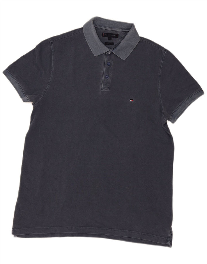 Tommy Hilfiger Ανδρικό πουκάμισο Polo με κανονική εφαρμογή, μεγάλο μπλε ναυτικό