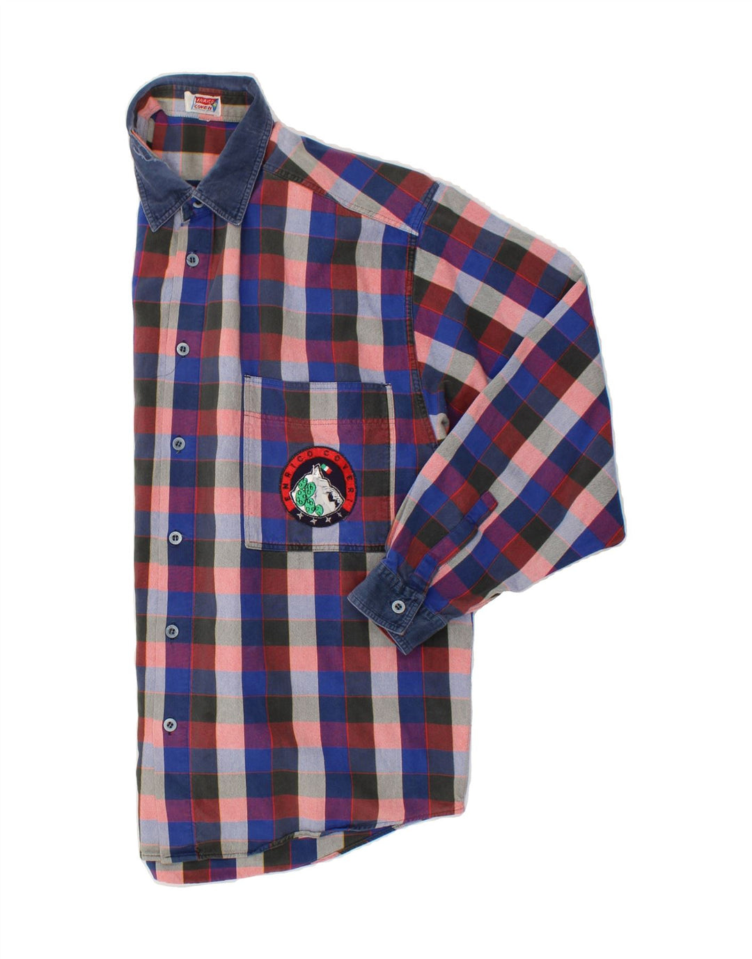 ENRICO COVERI Mens Shirt Large Blue Check Vintage Enrico Coveri and Second-Hand Enrico Coveri from Messina Hembry 