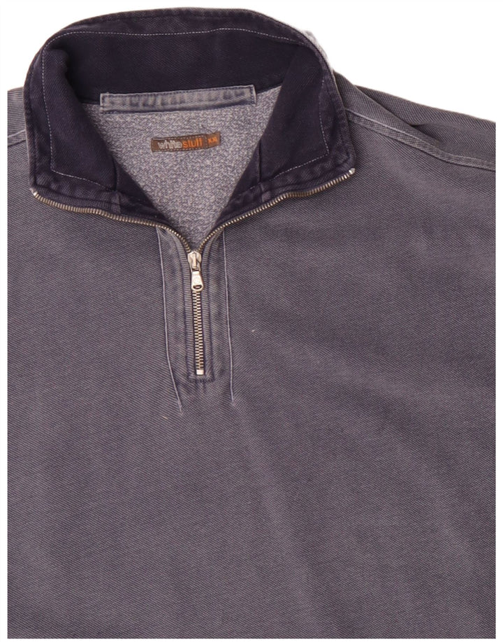 WHITE STUFF Ανδρικό φούτερ με φερμουάρ Jumper 2XL Navy Blue Cotton