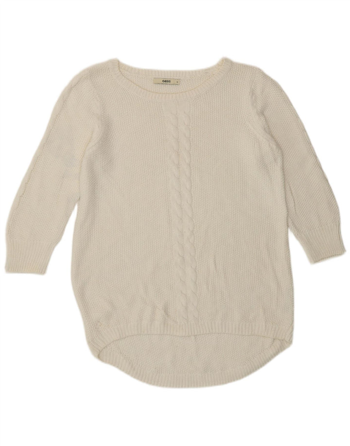 Γυναικείο πουλόβερ Oasis Boat Neck Jumper UK 14 Μεσαίο λευκό βαμβακερό