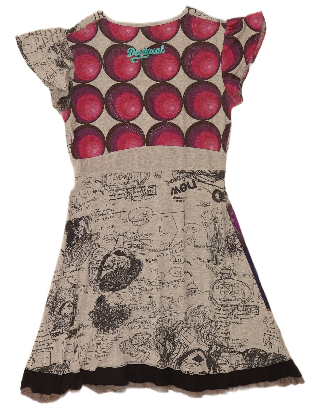 Γυναικείο Desigual Graphic A-Line φόρεμα UK 12 Medium Grey
