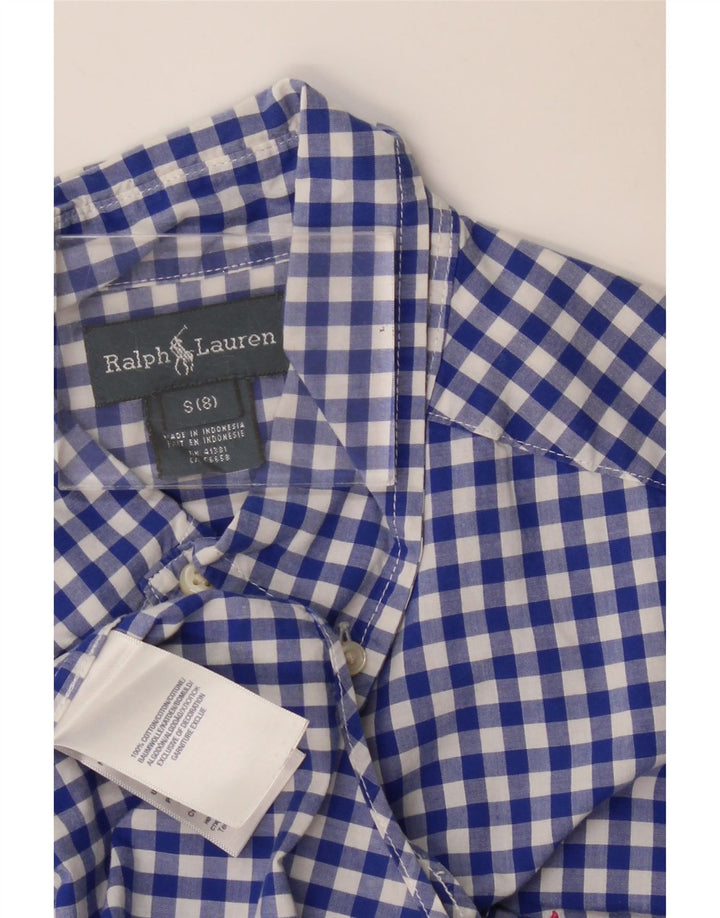Ralph Lauren Boys πουκάμισο 7-8 ετών Small Blue Gingham Cotton