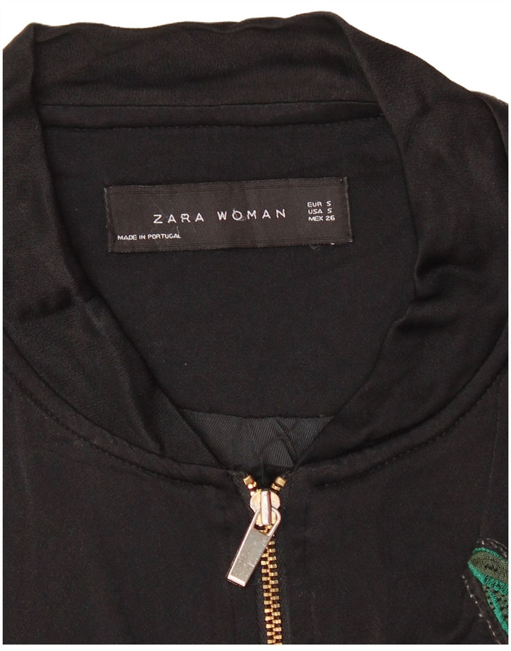 Γυναικεία φόρμα Zara Graphic Top Jacket UK 10 Small Black Floral