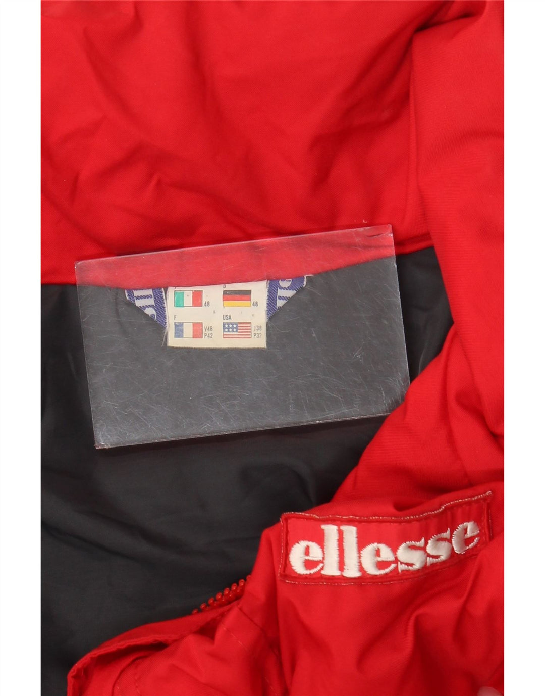 Ανδρικό μπουφάν Ellesse με κουκούλα αντιανεμικό IT 48 Medium Red Colorblock Nylon