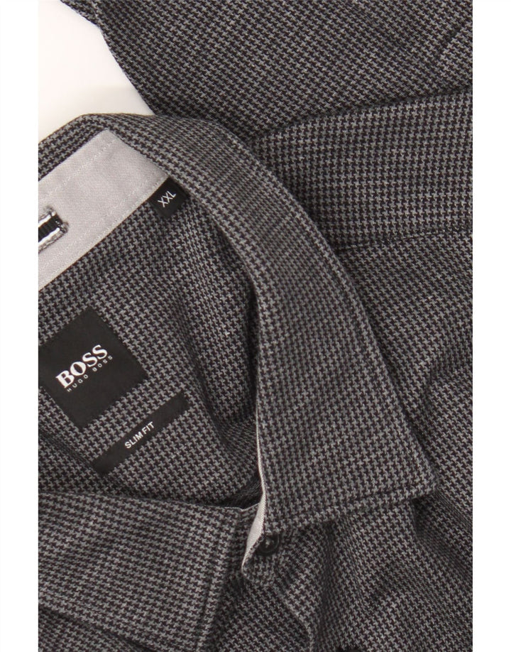 Ανδρικό πουκάμισο Hugo Boss Slim Fit 2XL Μαύρο Houndstooth