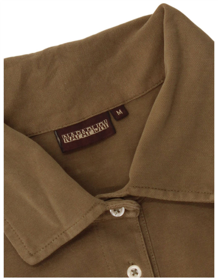 NAPAPIJRI Γυναικείο γραφικό πόλο μπλουζάκι UK 12 Medium Khaki