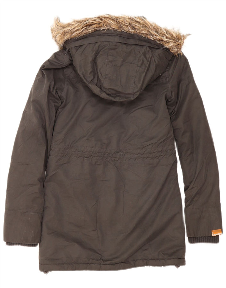Superdry γυναικείο μπουφάν Sherpa Parka με κουκούλα UK 2 2XS Grey Polyester