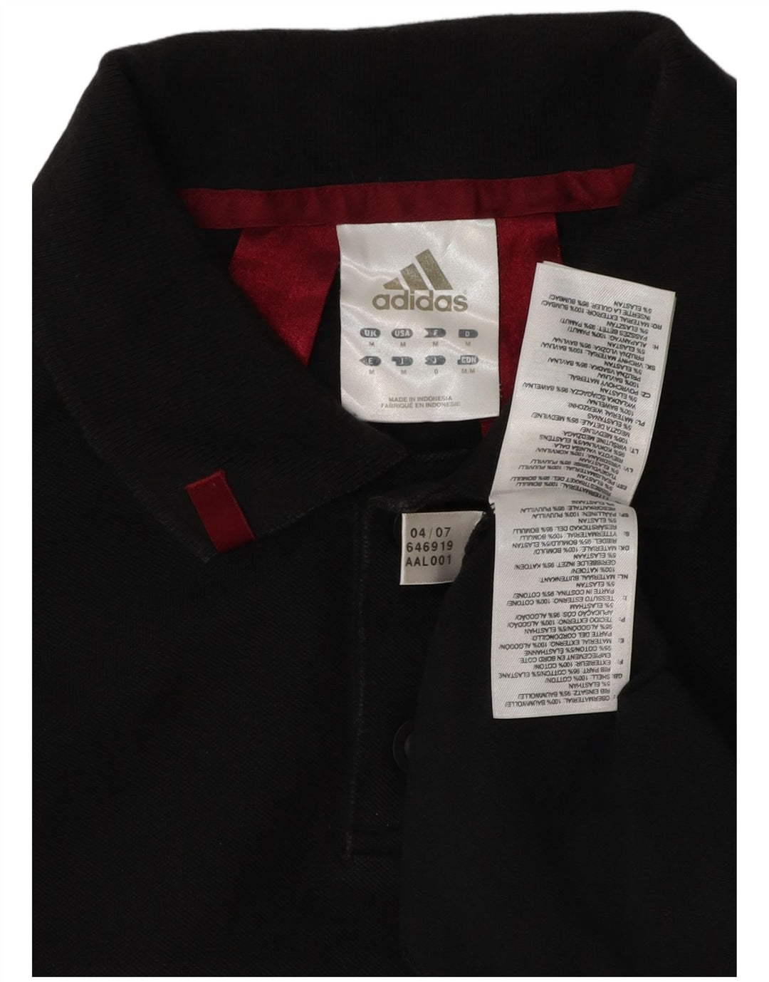 Ανδρικό πουκάμισο πόλο Adidas, μεσαίο μαύρο βαμβακερό