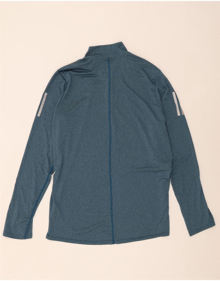 Adidas Mens Climalite με φερμουάρ με λαιμόκοψη μακρυμάνικο μεγάλο μπλε πολυεστέρας